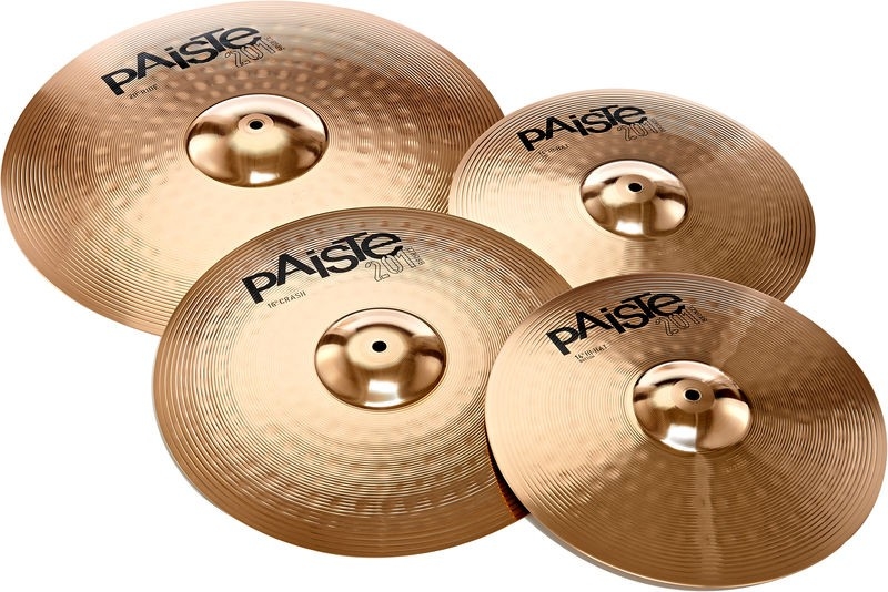 Selection of Paiste cymbals on a white background